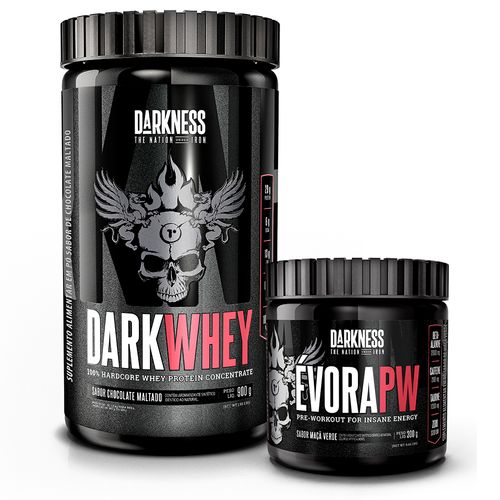 Promopack Dark whey 900g Chocolate maltado + évora pw maçã verde